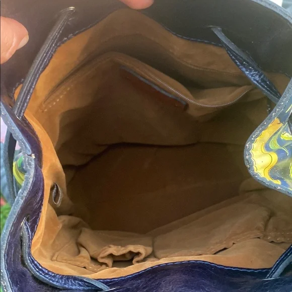 ๐๐๐๐๐Gorgeous patricia nash Lemon Print Drawstring Backpack navy blue . - Picture 13 of 14